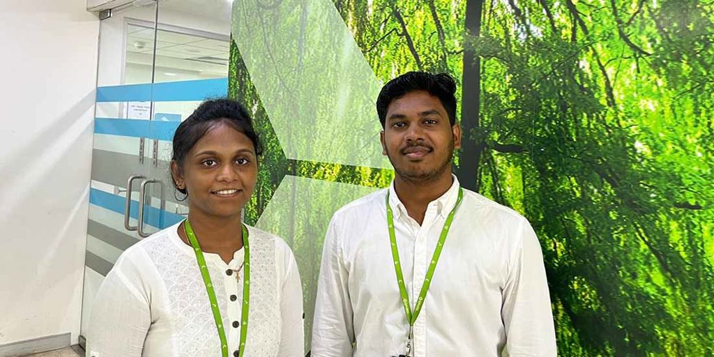 Two trainees working at Valmet's Pulp and Energy business line in India.